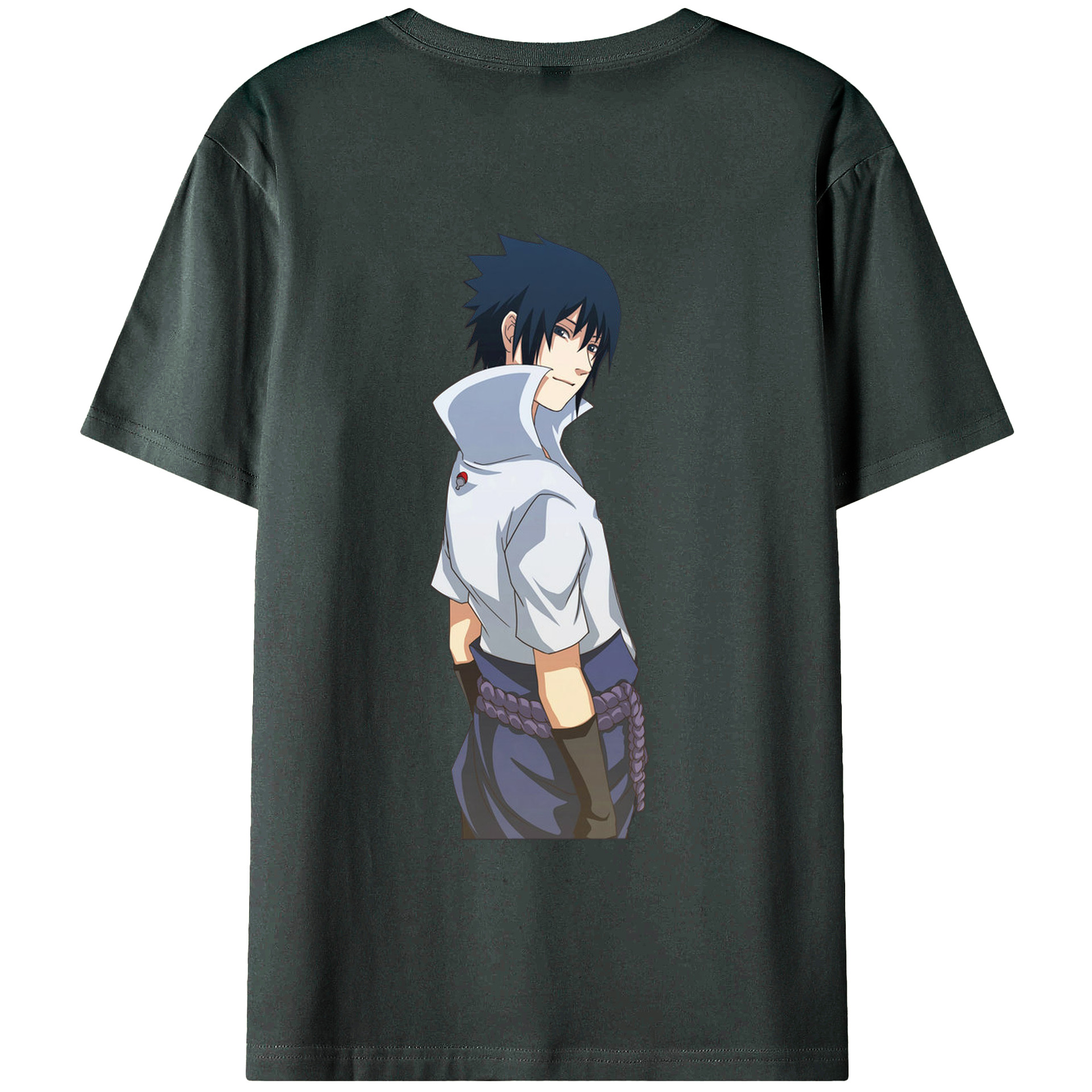 （画像用） NARUTO -ナルト- うちは サスケ Uchiha Sasuke 綿100％ メンズ半袖Tシャツ（バックプリント） 通気性